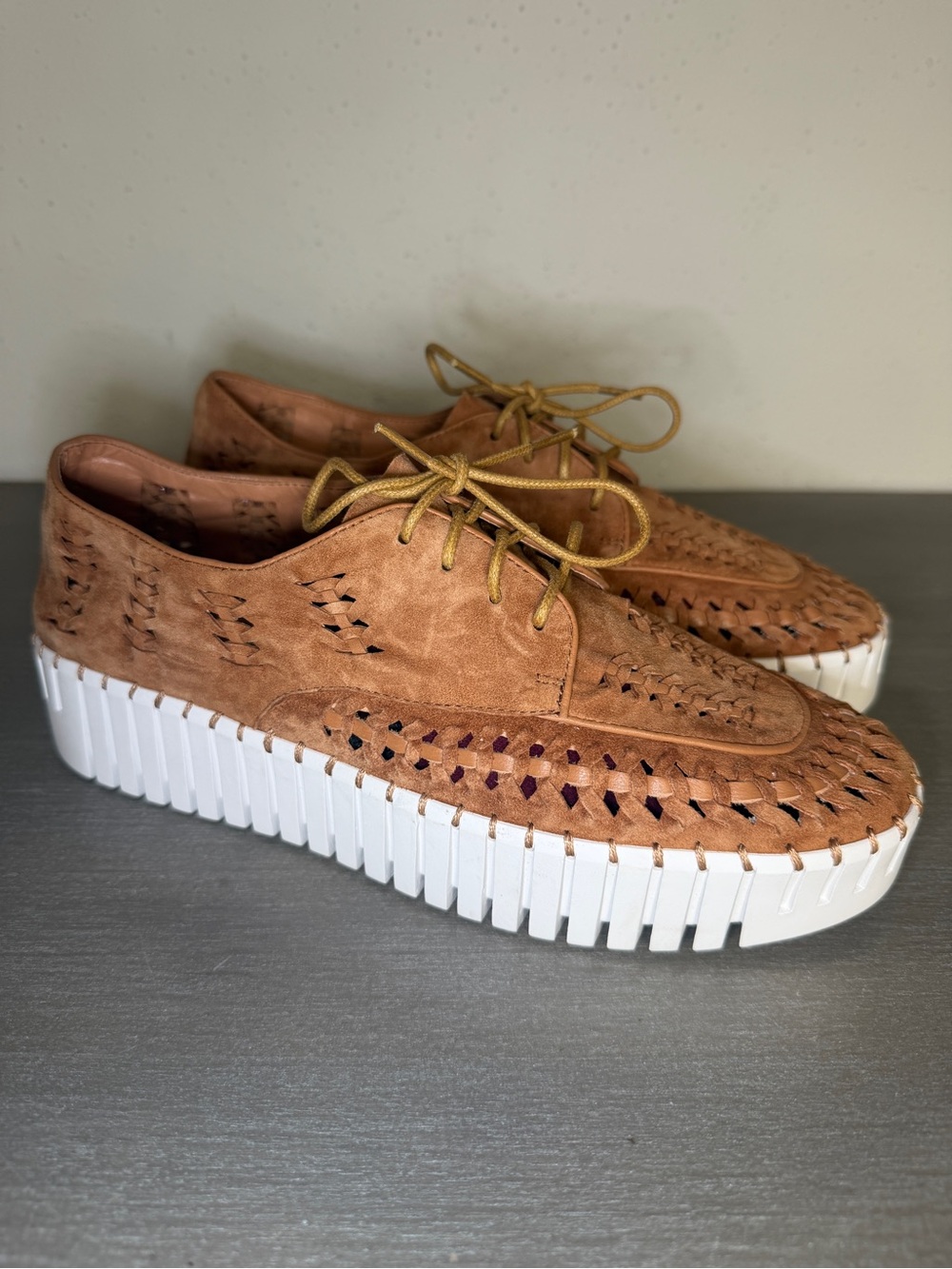 New Silent D Brodies Leather Platform Lace-Up Oxford Shoes Women's Size 39 Brown